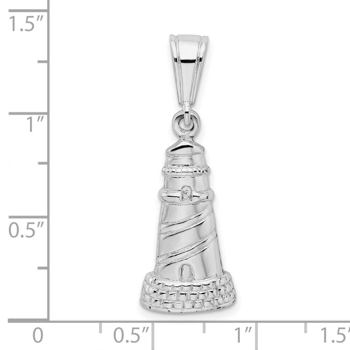 Sterling Silver Lighthouse Pendant with Spiral Design, Nautical Maritime Theme