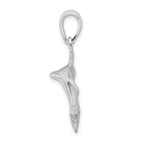 Sterling Silver Whale Pendant with Sleek Polished Design, Ocean Animal Theme