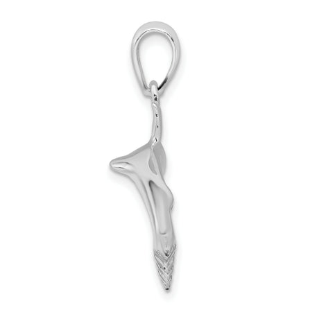 Sterling Silver Whale Pendant with Sleek Polished Design, Ocean Animal Theme
