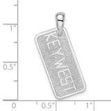 Sterling Silver Dog Tag Pendant with KEY WEST Lettering, Textured Travel Souvenir Charm