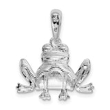 Sterling Silver Frog Pendant with Polished and Textured Finish, Nature-Inspired Animal Jewelry