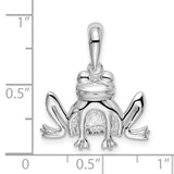 Sterling Silver Frog Pendant with Polished and Textured Finish, Nature-Inspired Animal Jewelry