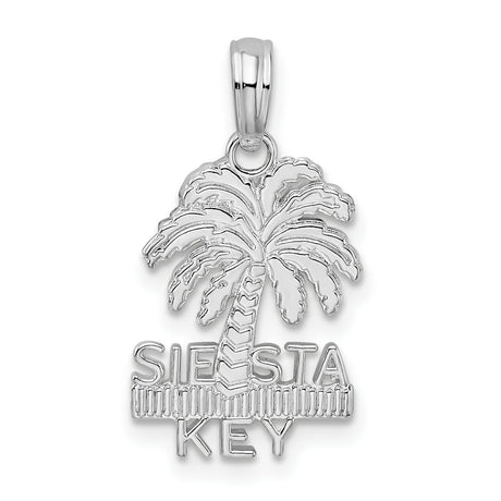 Sterling Silver Palm Tree Pendant, Tropical Siesta Key Beach Charm for Women
