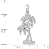 Sterling Silver Palm Tree Pendant with Textured Trunks and Detailed Fronds