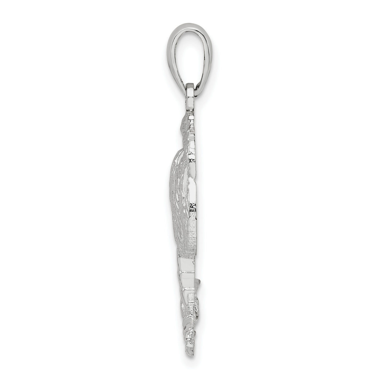 Sterling Silver Palm Pendant with Textured Leaf and Trunk Design, Tropical Island Charm