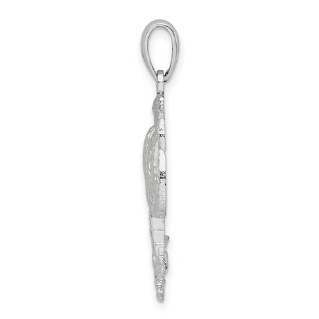 Sterling Silver Palm Pendant with Textured Leaf and Trunk Design, Tropical Island Charm