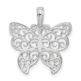 Sterling Silver Butterfly Pendant with Filigree Detailing, Nature Jewelry for Women