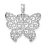 Sterling Silver Butterfly Pendant with Filigree Detailing, Nature Jewelry for Women
