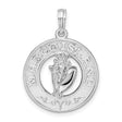 Sterling Silver Round Conch Shell Pendant with Marco Island Engraving, Coastal Beach Charm