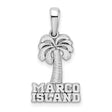 Sterling Silver Palm Tree Pendant with Marco Island Engraving, Tropical Vacation Charm