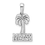 Sterling Silver Palm Tree Pendant with Marco Island Engraving, Tropical Vacation Charm