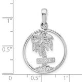 Sterling Silver Palm Tree Pendant with Marco Is Engraving, Tropical Beach Charm
