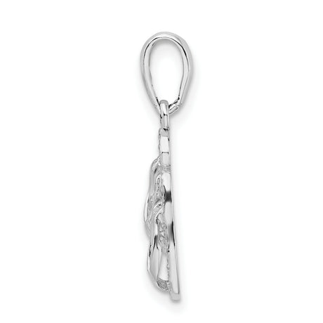 Polished Textured Marco Island Flip Flops Charm Pendant in Real 925 Sterling Silver