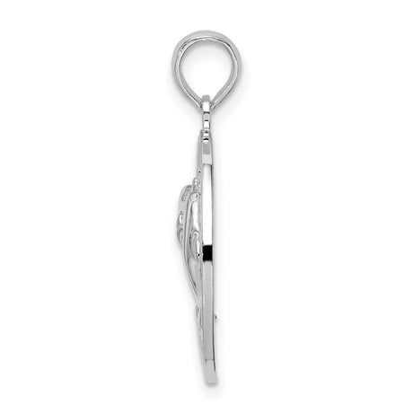 Sterling Silver Dolphin Heart Pendant with Circle Frame, Nautical Ocean Jewelry for Women