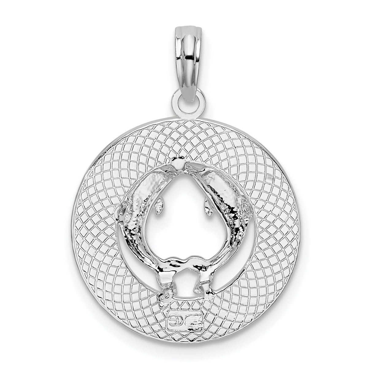 Sterling Silver Dolphin Heart Pendant with Circle Frame, Nautical Ocean Jewelry for Women
