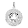 Sterling Silver Dolphin Heart Pendant with Circle Frame, Nautical Ocean Jewelry for Women