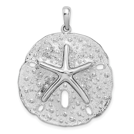 Sterling Silver Sand Dollar Pendant with Cutout Detailing, Nautical Ocean Theme for Women