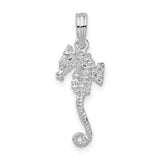 Sterling Silver Seahorse Pendant with Textured Nautical Coastal Design for Women