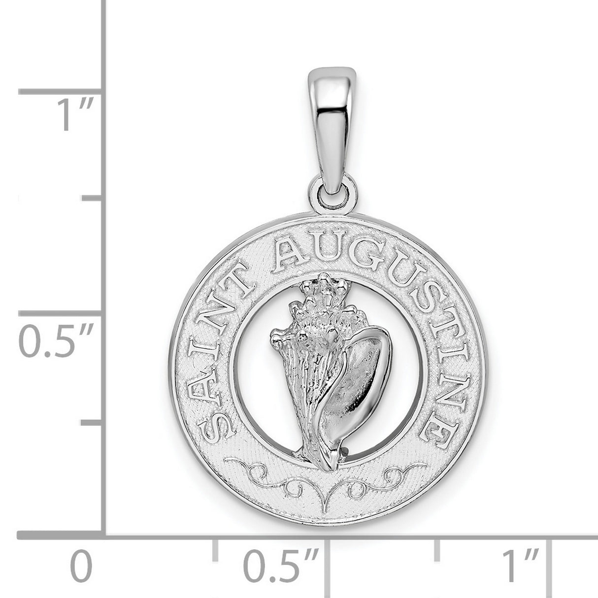 Sterling Silver Saint Augustine Pendant with Shell and Floral Detail, Catholic Medallion