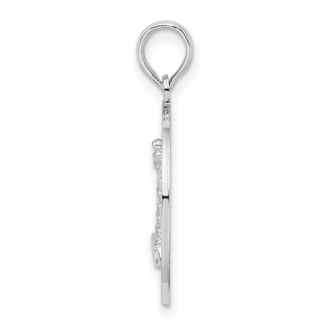 Polished St Augustine with Lighthouse Circle Charm Pendant in Real 925 Sterling Silver