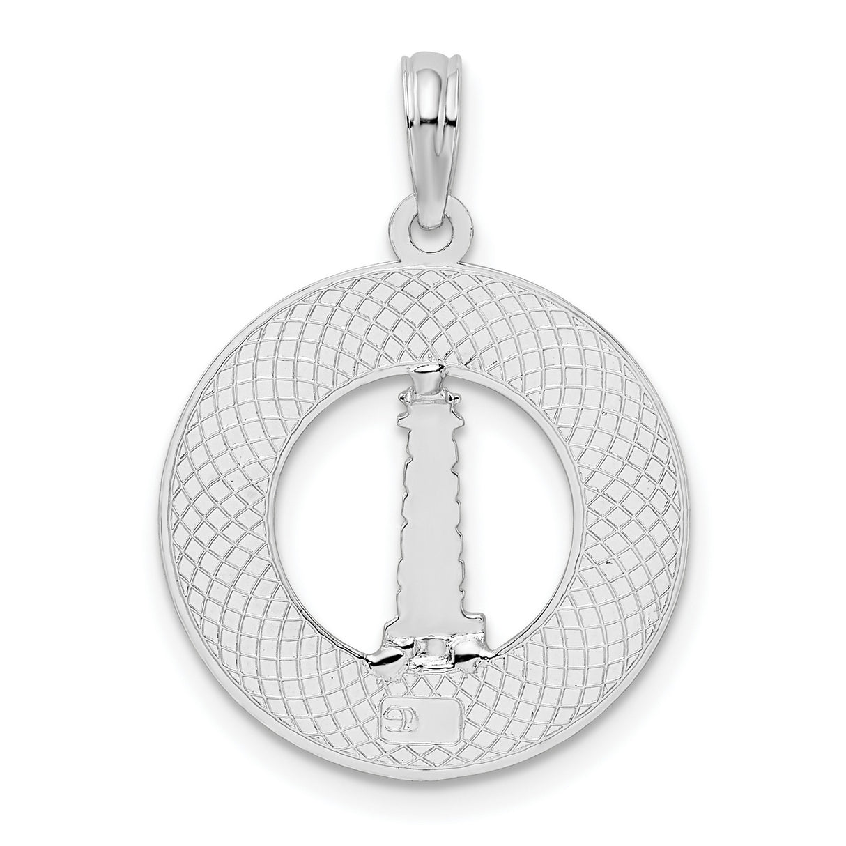 Polished St Augustine with Lighthouse Circle Charm Pendant in Real 925 Sterling Silver