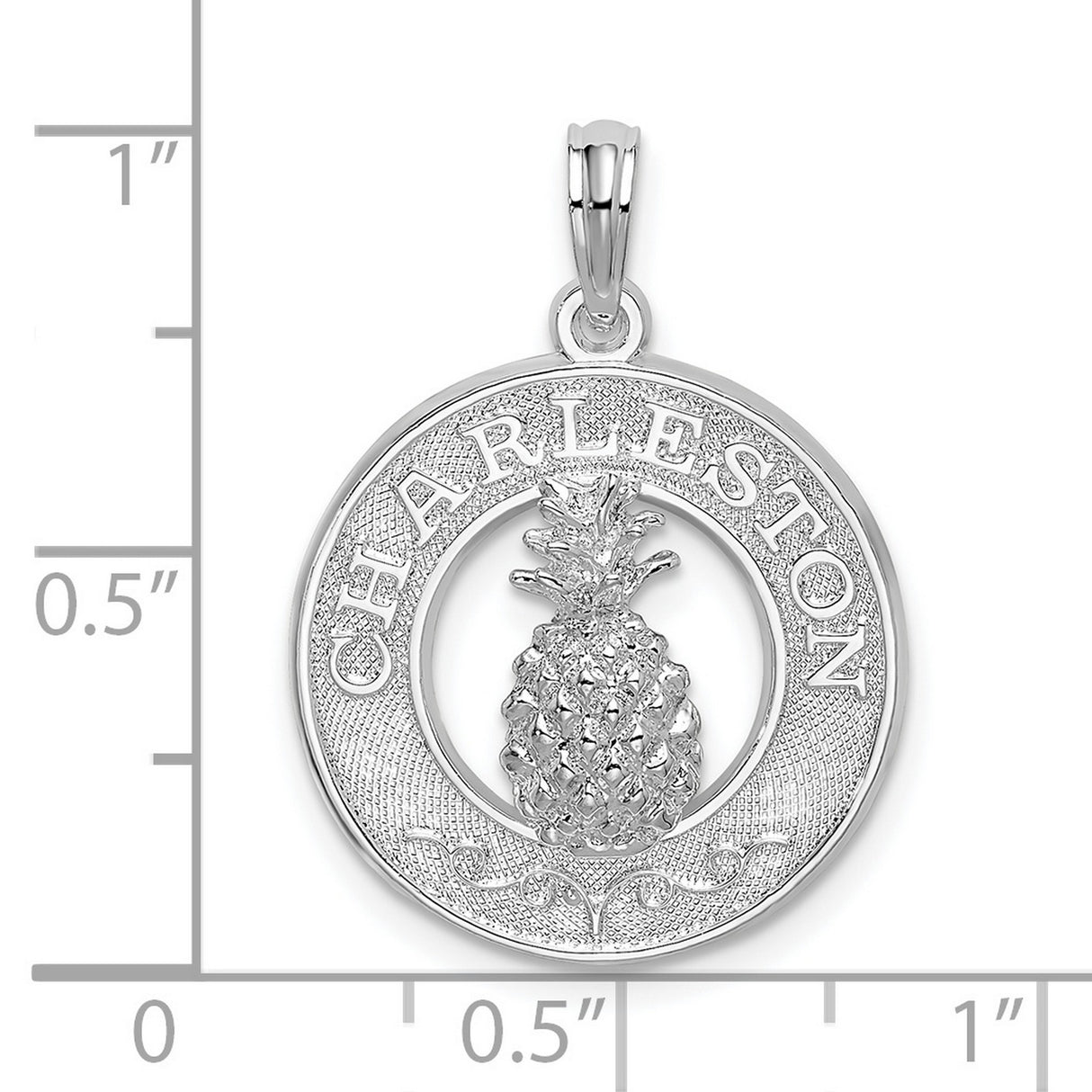 Sterling Silver Pendant with Raised Pineapple Symbol, Southern Charm Hospitality Theme Jewelry