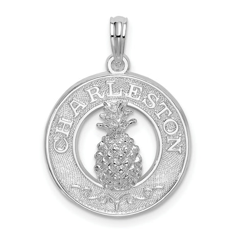Sterling Silver Pendant with Raised Pineapple Symbol, Southern Charm Hospitality Theme Jewelry