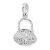 Sterling Silver Basket Charm Pendant with Woven Design, Vintage Farmhouse Style Jewelry