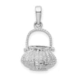 Sterling Silver Basket Charm Pendant with Woven Design, Vintage Farmhouse Style Jewelry