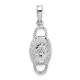 Sterling Silver Basket Boat Pendant, Textured Christian Loaves and Fishes Charm