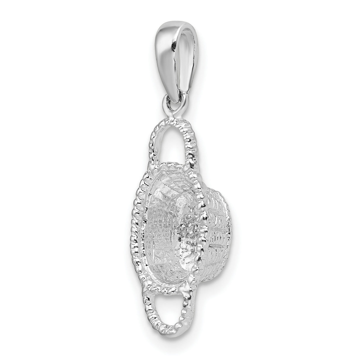 Sterling Silver Basket Boat Pendant, Textured Christian Loaves and Fishes Charm