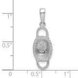 Sterling Silver Basket Boat Pendant, Textured Christian Loaves and Fishes Charm