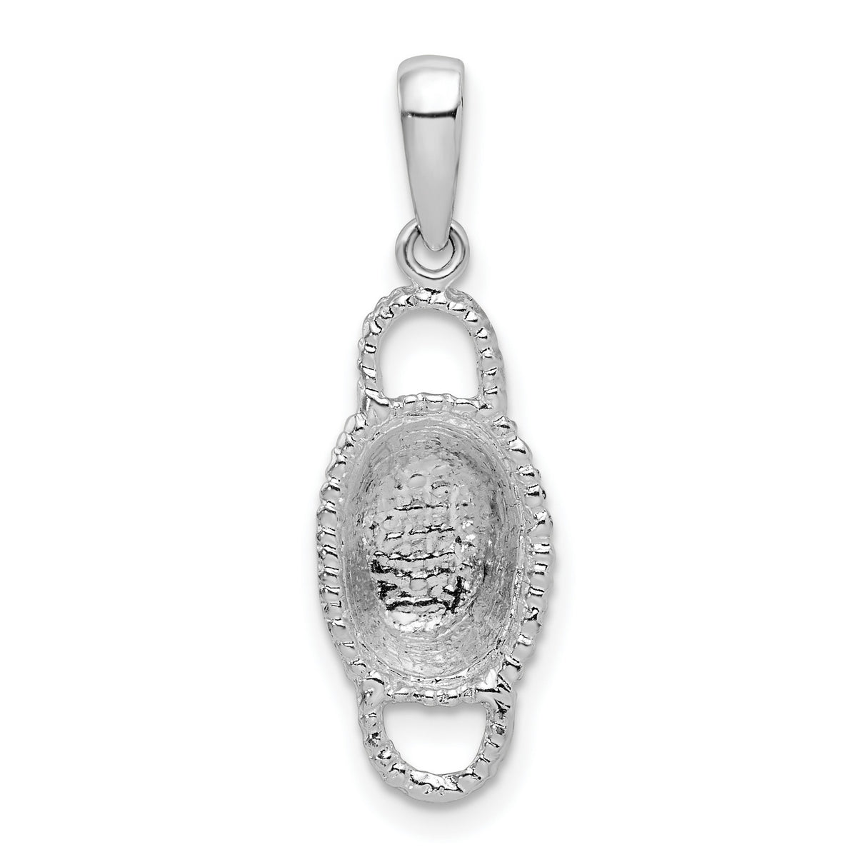 Sterling Silver Basket Boat Pendant, Textured Christian Loaves and Fishes Charm