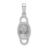 Sterling Silver Basket Boat Pendant, Textured Christian Loaves and Fishes Charm