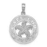 Sterling Silver Starfish Pendant with Textured Circle, Nautical Ocean Theme