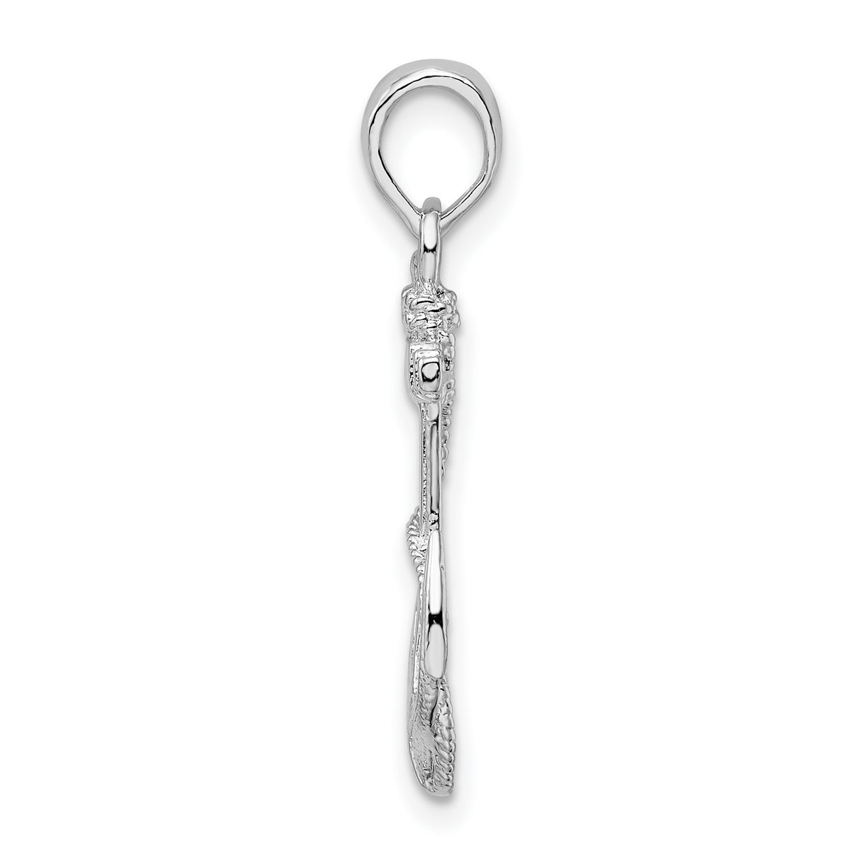Polished Textured Anchor with Rope Charm Pendant in Real 925 Sterling Silver