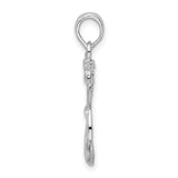 Polished Textured Anchor with Rope Charm Pendant in Real 925 Sterling Silver
