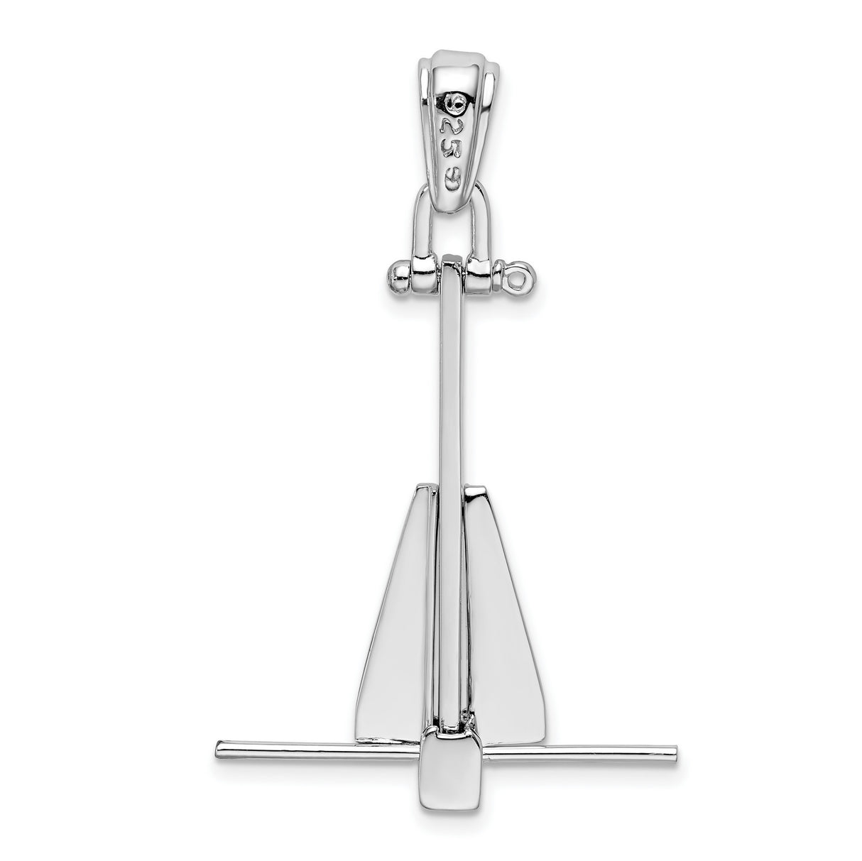 Sterling Silver Fluke Anchor Pendant with Crossbar Detail, Nautical Symbol for Men or Unisex