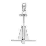 Sterling Silver Fluke Anchor Pendant with Crossbar Detail, Nautical Symbol for Men or Unisex