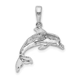 Sterling Silver Dolphin Pendant with Jumping Dolphin Design, Nautical Ocean Charm for Women or Unisex Wear