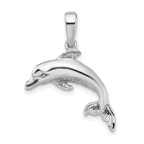 Sterling Silver Dolphin Pendant with Jumping Dolphin Design, Nautical Ocean Charm for Women or Unisex Wear
