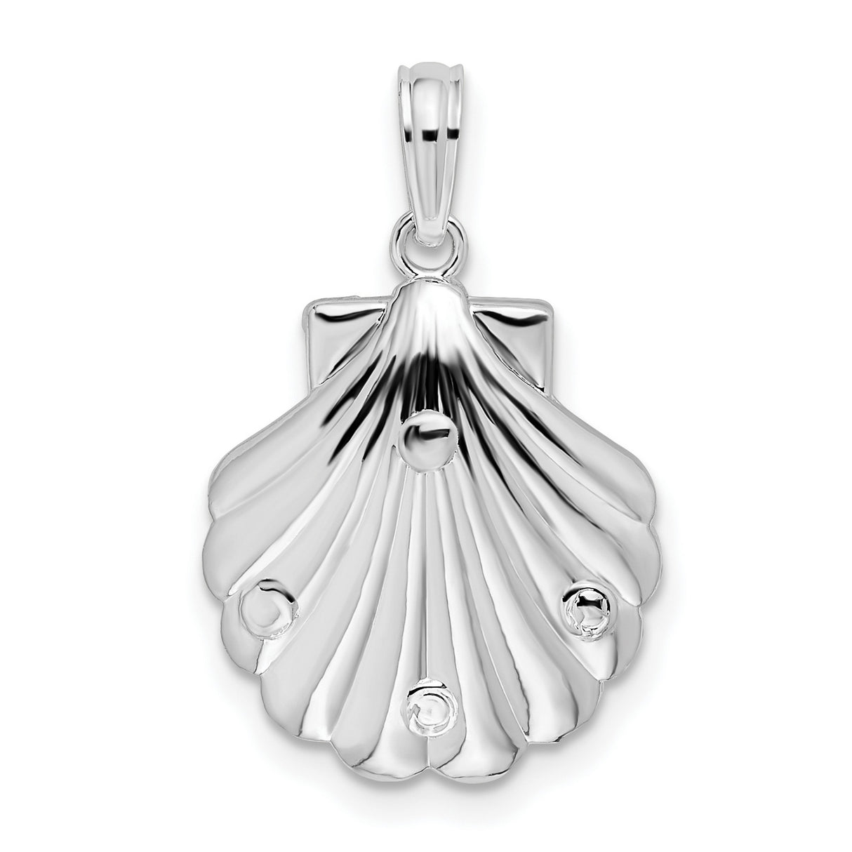Sterling Silver Seahorse Pendant with Textured Seashell Design, Ocean Theme for Women