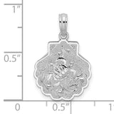Sterling Silver Pendant with Scallop Shell and Sea Turtle Design, Nautical Ocean Theme Jewelry