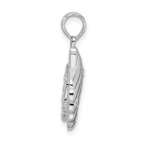 Sterling Silver Seashell Pendant with Starfish and Coral Design, Nautical Ocean Theme