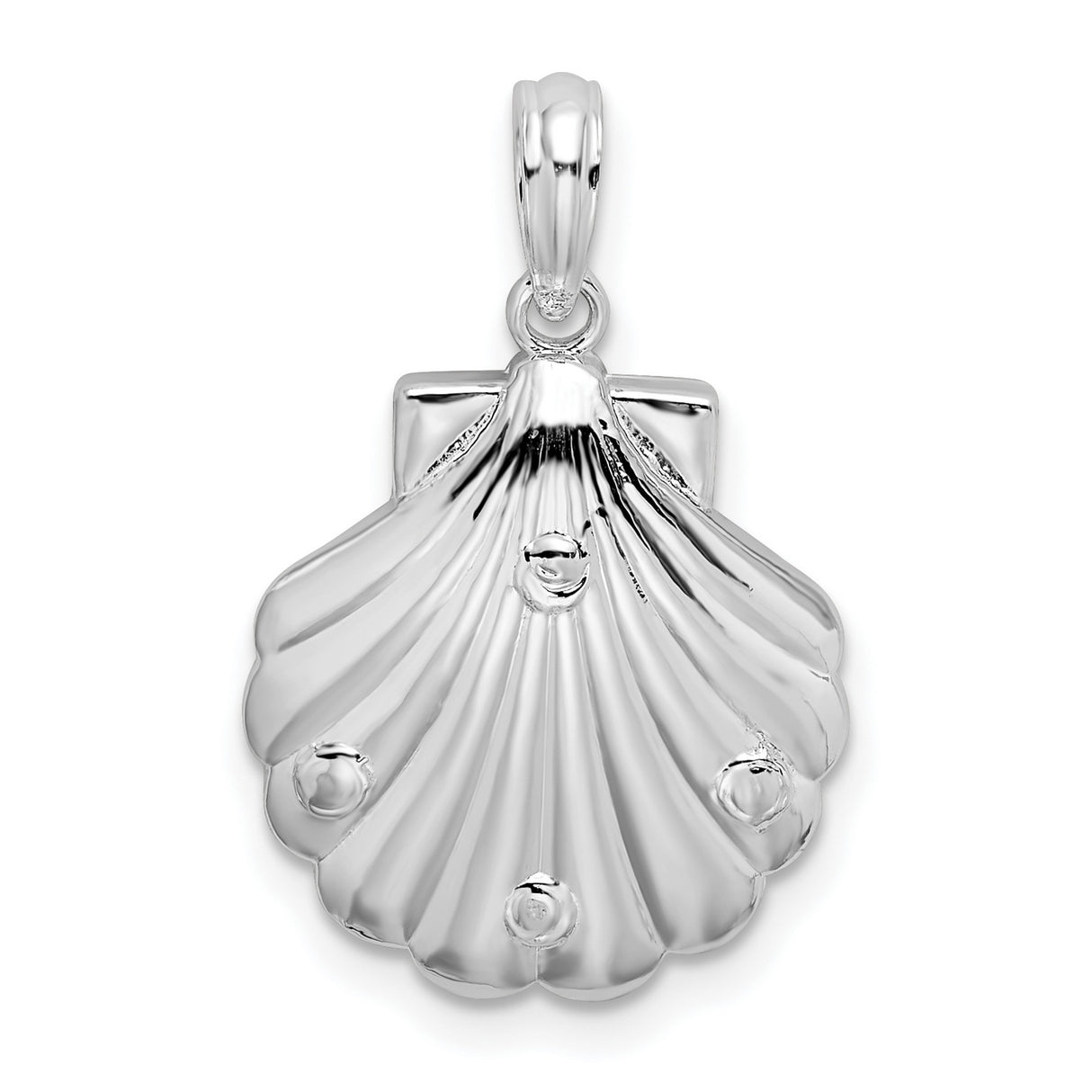 Sterling Silver Seashell Pendant with Starfish and Coral Design, Nautical Ocean Theme
