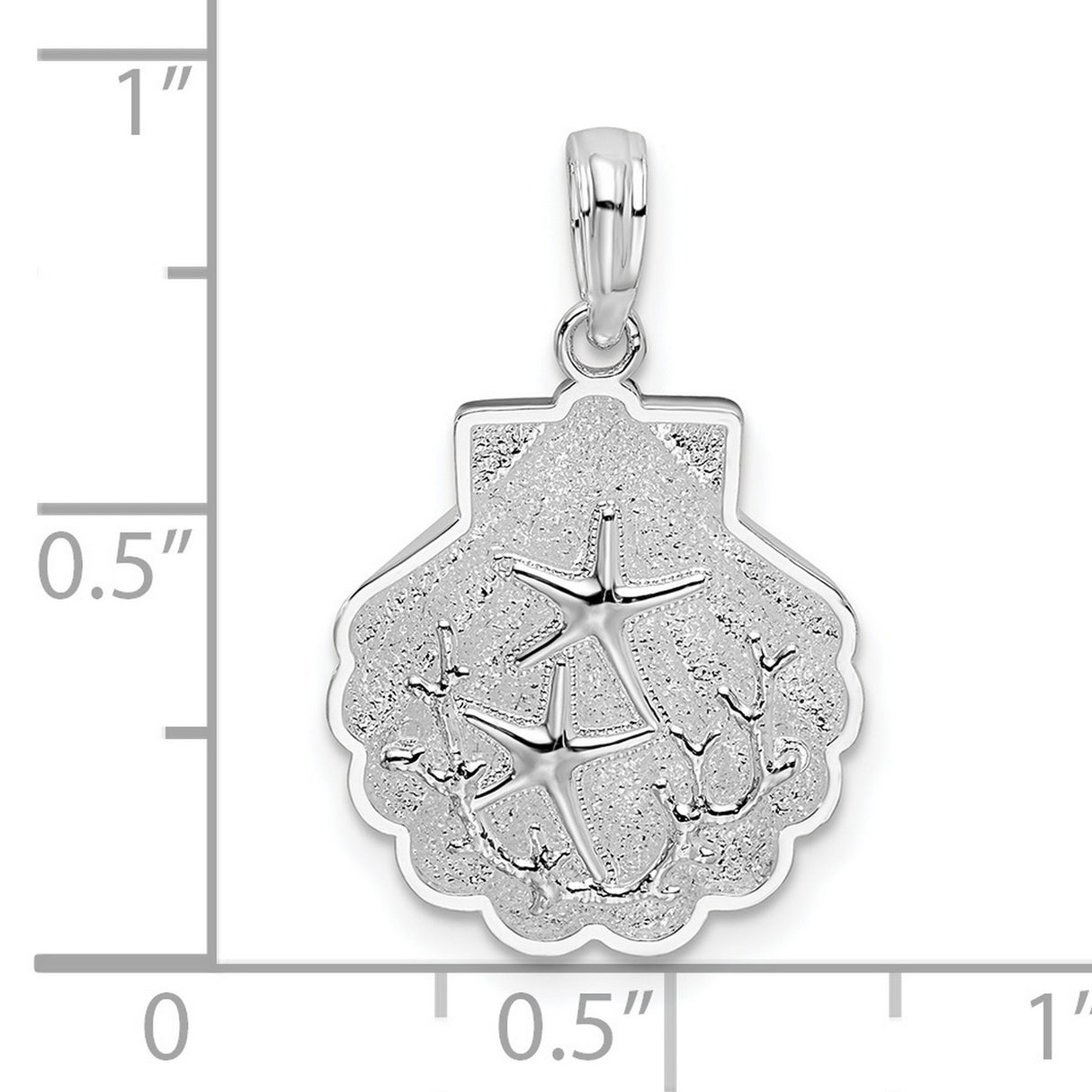 Sterling Silver Seashell Pendant with Starfish and Coral Design, Nautical Ocean Theme