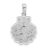 Sterling Silver Seashell Pendant with Starfish and Coral Design, Nautical Ocean Theme