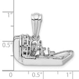 Sterling Silver 3D Airboat Pendant with Detailed Fan and Seats, Outdoor Adventure Jewelry