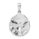 Sterling Silver Sand Dollar Pendant with Textured Beveled Design, Ocean-Inspired Coastal Charm