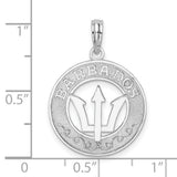 Sterling Silver Barbados Trident Pendant with Wave Detailing, Caribbean Heritage Charm